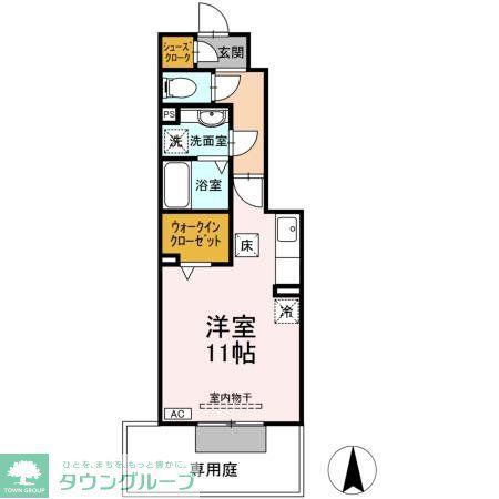ボンジュール本陣(ワンルーム/1階)の間取り写真
