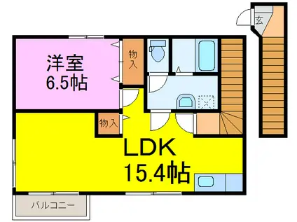 エターナル(1LDK/2階)の間取り写真