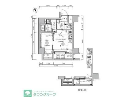 QUALITAS浜田山(1DK/2階)の間取り写真
