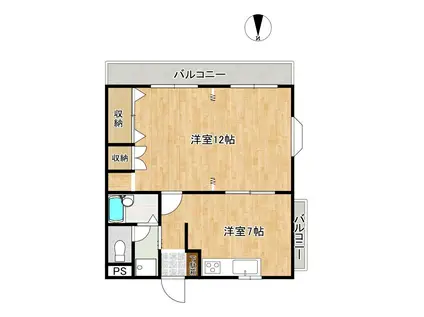 ポルカII(1DK/1階)の間取り写真