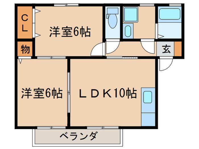 セジュール・リンデン(2LDK/2階)の間取り写真
