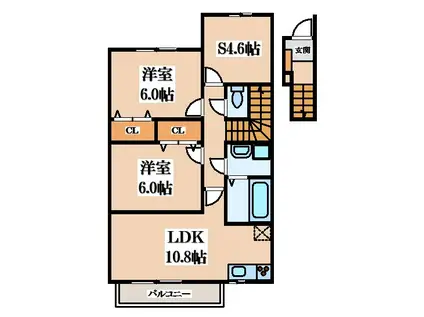 ジェイド エフ エー(2SLDK/2階)の間取り写真