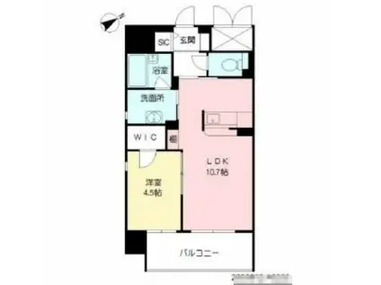 シャーメゾングランドソレイユ門司(1LDK/2階)の間取り写真