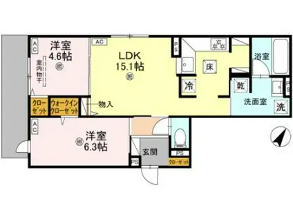 D-RESIDENE大島町(2LDK/1階)の間取り写真