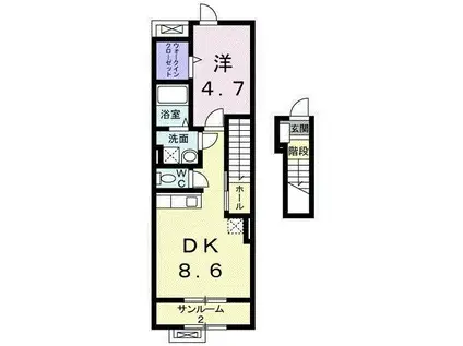リバーサイド R(1LDK/2階)の間取り写真