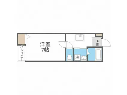 リベルタ美咲が丘(1K/2階)の間取り写真