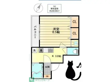 HEIM KATZE(1K/2階)の間取り写真