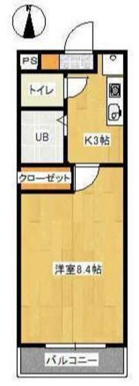 グリーンハイツ(1K/3階)の間取り写真