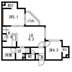TERRACE SAKURA2年間1万円ダウンキ(2LDK/5階)の間取り写真