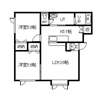 リバーストーン(2LDK/1階)の間取り写真