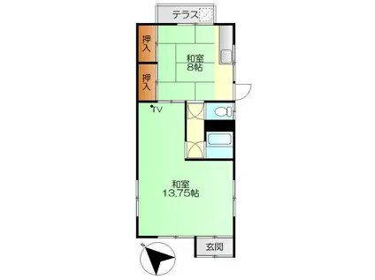 仁方西神アパート(1LDK/1階)の間取り写真