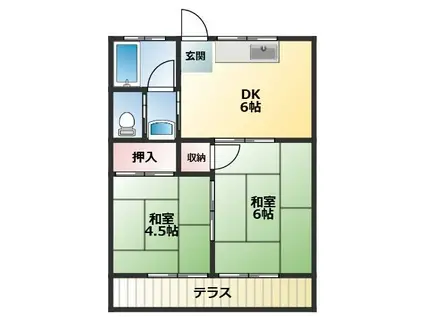 都コーポ(2DK/1階)の間取り写真