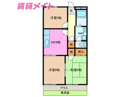 メゾンメイセツII(3DK/1階)の間取り写真