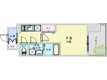 レジュールアッシュOSAKAGATEWAY(1K/7階)の間取り写真