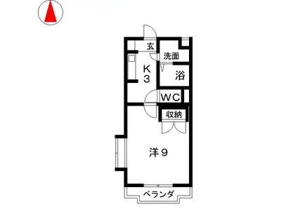 プロスパー初生(1K/1階)の間取り写真