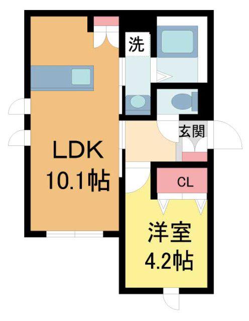 URBAN RISM COURT 西宮北口(1LDK/1階)の間取り写真