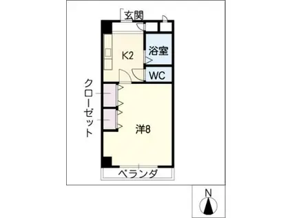 アークヒル鳥見(1K/2階)の間取り写真
