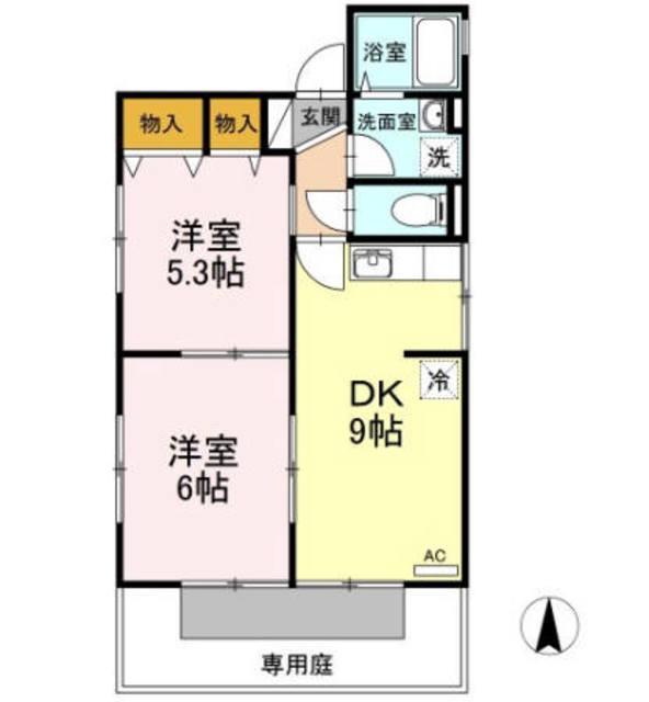 ソシア寿正(2DK/1階)の間取り写真