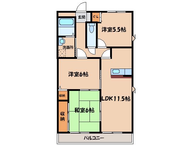 第2杉山ビル(3LDK/2階)の間取り写真