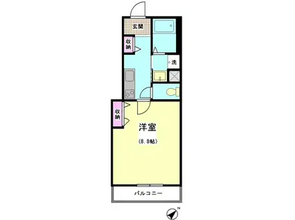 フラワーヴィレッジ(1K/3階)の間取り写真