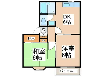 ローレルコートII(2DK/2階)の間取り写真