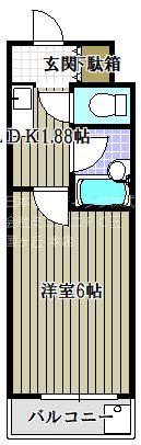 ヴァリー深井(1K/2階)の間取り写真