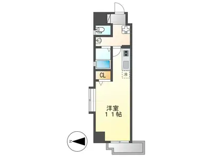 H-F名駅北レジデンスウエスト(ワンルーム/9階)の間取り写真