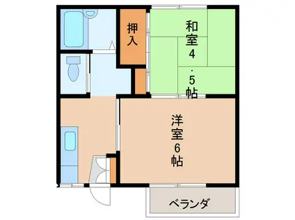 サンビレッジ鶴田C(2K/2階)の間取り写真