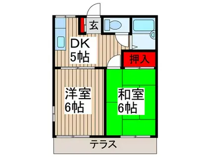 グランハイム松岡(2DK/1階)の間取り写真