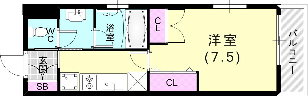 M・PARK・ウエスト(1K/5階)の間取り写真