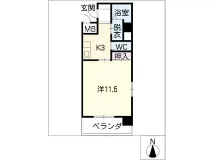 SIDE WING 401(1K/4階)の間取り写真