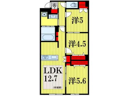 ウエスト・ノワール(3LDK/1階)の間取り写真