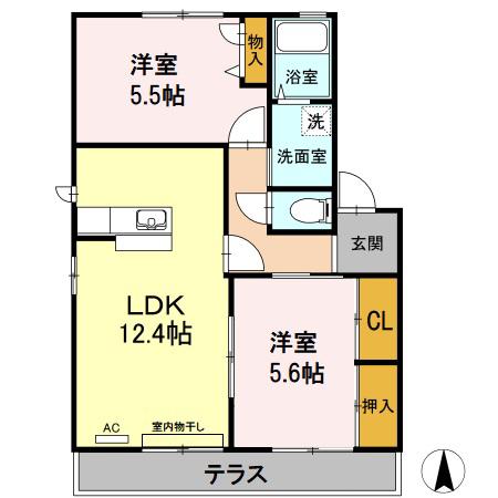 ディアスバンノ(2LDK/1階)の間取り写真