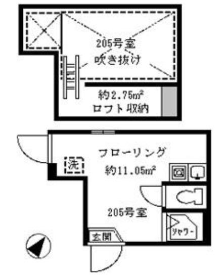 ソフィアツリー(ワンルーム/2階)の間取り写真