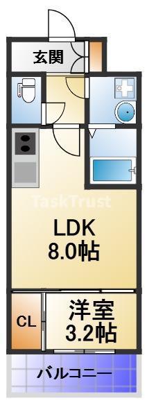 GARDENIA城北公園(1LDK/3階)の間取り写真