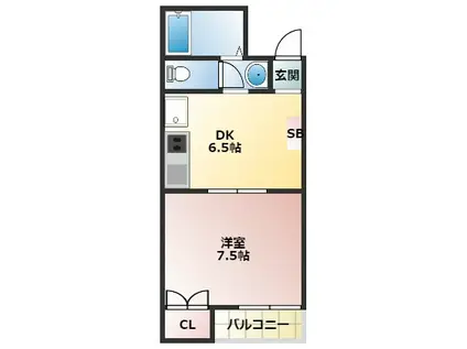 サンティール門真(1DK/3階)の間取り写真