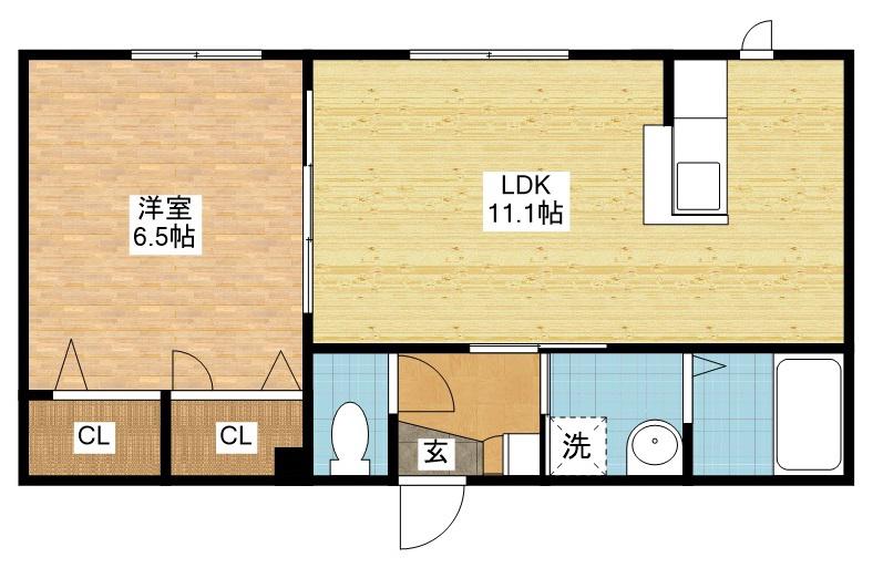 フォーレスS D棟(1LDK/1階)の間取り写真