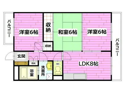 コーポ西原(3LDK/1階)の間取り写真