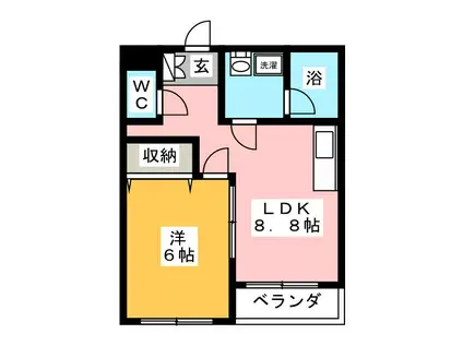 ブルーミングフラット(1LDK/3階)の間取り写真