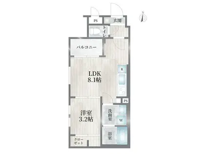 CHERIM元志賀町(1LDK/2階)の間取り写真