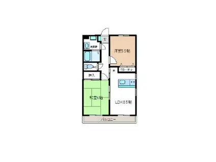 ベルデュール(2DK/2階)の間取り写真