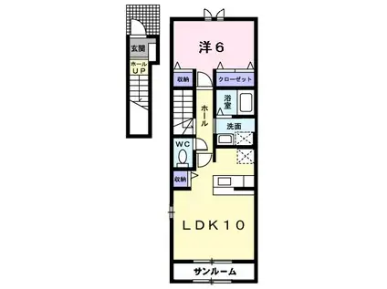 ジニアス3(1LDK/2階)の間取り写真