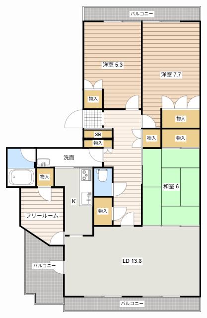 ブライトタウン住吉(3SLDK/10階)の間取り写真