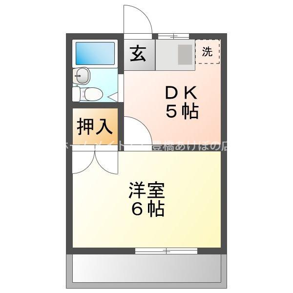 向坂ハイツ(1DK/1階)の間取り写真