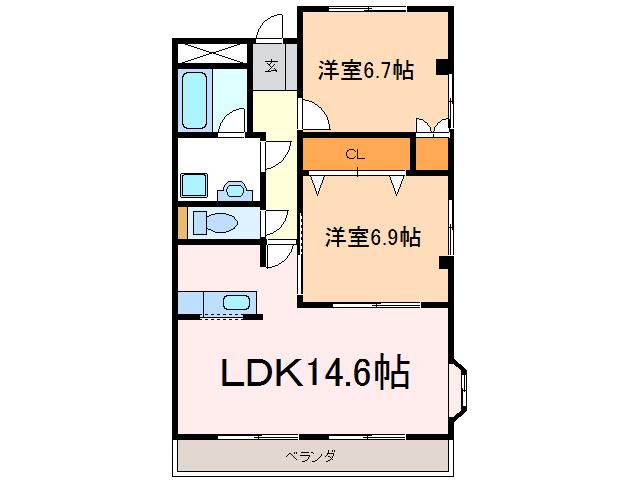 プティエシャトー(2LDK/2階)の間取り写真
