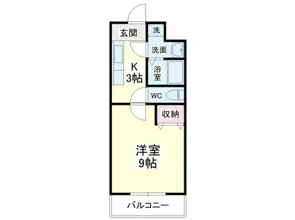 ブルースハープII(1K/3階)の間取り写真