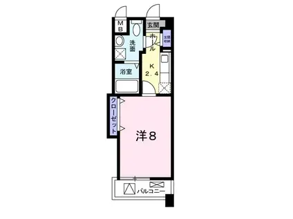 サンガーデン(1K/4階)の間取り写真