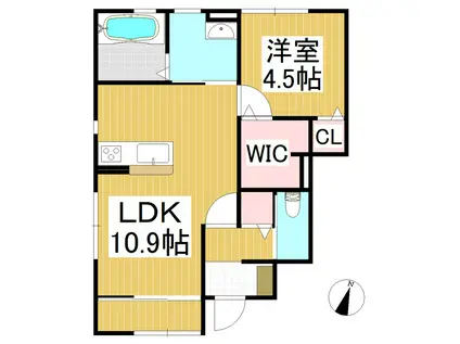 小布施町アパート(1LDK/1階)の間取り写真