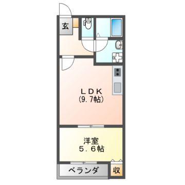 コンフォール道明寺駅西(1LDK/1階)の間取り写真