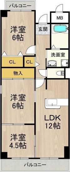 フロレセール南六甲(3LDK/1階)の間取り写真